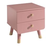 Vipack Table de chevet Billy 2 tiroirs en pin massif et MDF Terra rose