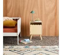 Table De Chevet Enfant Décor Bois 1 Porte, Pieds Bois De Pin - 34 X 23,5 X 52 Cm - Azur Naturel TU