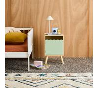 Table De Chevet Enfant Décor Bois 1 Porte, Pieds Bois De Pin - 34 X 23,5 X 52 Cm - Azur Vert TU