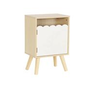 Table de chevet enfant décor bois blanc 1 porte. pieds bois de pin - 34 x 23.5 x 52 cm - Azur