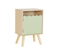 Table de chevet enfant décor bois vert 1 porte. pieds bois de pin - 34 x 23.5 x 52 cm - Azur