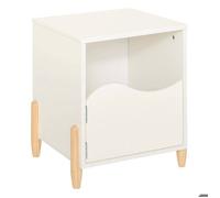 Atmosphera - Table de Chevet Enfant Douceur L 35,5 x H 40 cm, Porte Design Ourson, Pieds en Pin - pour Chambre, Meuble de Rangement