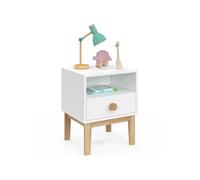 IDMARKET Table de chevet enfant JACOB 1 tiroir + 1 niche blanc et bois
