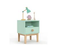 IDMARKET Table de chevet enfant JACOB 1 tiroir + 1 niche vert d'eau et bois