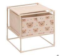 Table de Chevet Enfant Tissa 1 Tirroir Beige Imprimé Ourson 30,5x30,5x31 cm - Atmosphera Créateur d'intérieur