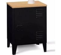 IDMarket Table de chevet Ester 1 porte métal noir plateau façon hêtre - design industriel
