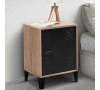 Table de chevet ESTER effet bois 1 porte métal noir design industriel