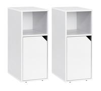 Table de Chevet Étroite - Lot de 2 - WOLTU Table de Nuit Moderne - Bout de Canapé - Blanc