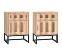 Table de chevet - GAROSA - 2 pcs - Bois d'ingénierie et fer - 40x30x55,5 cm - Style scandinave