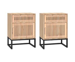 Table de chevet - GAROSA - 2 pcs - Bois d'ingénierie et fer - 40x30x55,5 cm - Style scandinave