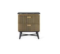 Table de Chevet - Giner y Colomer - 2 Tiroirs - Bois de Manguier - Marbre - Bronze