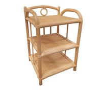 Table de chevet H. 55 cm en rotin naturel avec 3 tablettes - HAZEL Meubletmoi