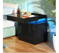 Table de chevet Haute Brillance - VIVOLILV - 2 Tiroirs et Rangement à coulissante supérieur - 40x35x52 cm - Noir