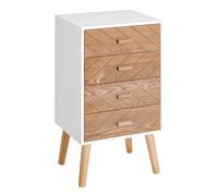 Table de chevet - HOMCOM - chiffonnier meuble de rangement 4 tiroirs scandinave - bois - 40x30x75cm - naturel