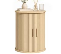 Table de chevet - HOMCOM - ronde avec porte coulissante - design moderne - bois - 40x40x50cm - chêne