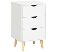 HomCom Commode 3 tiroirs – style scandinave, pieds biseautés bois – 40×35×68,5 cm, blanc