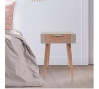 Home Deco Factory - Table de chevet HD7334 - 1 tiroir, bois bicolore - Taupe/Noir - 35x37x48 cm