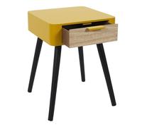 HOME DECO FACTORY - HD7337 - Chevet 1 Tiroir en Bois Jaune Moutarde, Chambre, Table de Nuit