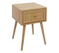 HOME DECO FACTORY - Chevet Bali 1 Tiroir - Table de Nuit Design Tropical - Élégant et Pratique pour Chambre - Bois - Dimensions 39 x 39 x 55,5 cm - Couleur Naturelle - Collection Bali
