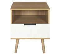 HOME DECO FACTORY – Table de chevet HD7146 Scandinave, tiroir bois, 40×49×35 cm, blanc