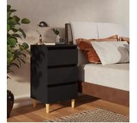 Table de Chevet - HOMIUSE - Pieds en Bois Noir - 3 tiroirs - Style scandinave