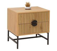 Table de chevet HWC-O39, table d'appoint, table de nuit, armoire, tiroir, mélamine, MDF, métal, 50 x 48 x 39 cm naturel