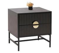 Table de chevet HWC-O39, table d'appoint, table de nuit, armoire, tiroir, mélamine, MDF, métal, 50 x 48 x 39 cm aspect bois noir