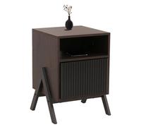 Table de chevet HWC-O40, commode, table d'appoint, armoire, tiroir, MDF, métal, mélamine, 59 x 40 x 40 cm aspect noyer Marron