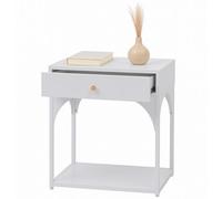 Table de chevet HWC-O88, commode, table d'appoint, table de nuit, tiroir métallique 50 x 43 x 41 cm blanc