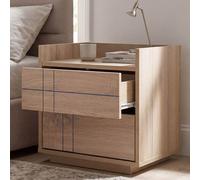 Table de chevet HWC-P44, commode de chevet, 2 tiroirs, MDF, 43 x 48 x 41 cm aspect chêne Sonoma