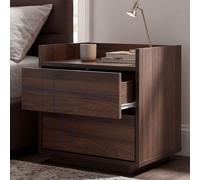 Table de chevet HWC-P44, commode de chevet, 2 tiroirs, MDF, 43 x 48 x 41 cm aspect noyer