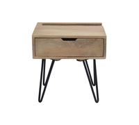 Table de chevet industrielle bois manguier massif et métal noir VIBES