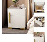 Table de chevet intelligente avec coffre-fort intégré, éclairage LED et station de charge pour chambre à coucher et bureau