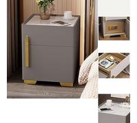 Table de chevet intelligente avec coffre-fort intégré, éclairage LED et station de charge pour chambre à coucher et bureau