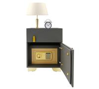 Table de chevet intelligente avec fonction de charge et haut-parleur Bluetooth, table de chevet avec coffre-fort et LED à 3 couleurs, table d'appoint, table de chevet pour bureaux, appartements 40 x