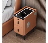 Table de chevet intelligente avec station de charge sans fil, verrouillage d'empreintes digitales, haut-parleur Bluetooth, port USB, organiseur de table de nuit LED pour meubles de chambre à coucher