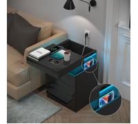 Table de Chevet - LDSZXNE - 3 Tiroirs - LED - Noir
