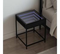 Table de chevet LED 40 x 40 x 51 cm - Table de chevet avec éclairage LED RVB - Table de chevet avec effet Infinity - Cadre en métal - Plateau à base de bois - Rétroéclairage réglable - Connexion USB
