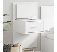 Table de chevet LED blanche en panneau de bois avec rétroéclairage LED coloré et plateau solide pour le rangement dans la chambre à coucher - Surface lisse