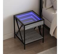 Table de chevet LED Infinity élégante avec effet RVB, matériau en bois, cadre en métal, 40 x 40 x 49 cm, table de chevet rétroéclairée pour chambre à coucher.