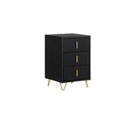 SoBuy Comodino 3 tiroirs avec pieds dorés Noir 40x40x63 cm FBT115-L-SCHx2