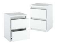 Table de Chevet Lot de 2 - 30x40x30 CM 2 Tiroir - Mirabilesse - Table De Nuit - Meuble de Rangement - Blanc Matt