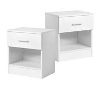Table de Chevet Lot de 2, Table de Nuit, Commode Chambre avec 1 Tiroir, Convient pour Salon, Chambre, 39 x 29 x 41 cm, Blanc