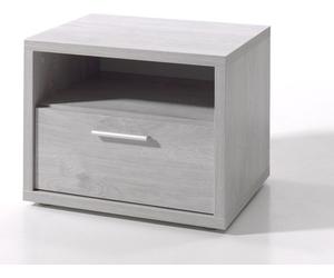 Table de chevet MATHEO – 1 tiroir + 1 niche – Gris effet bois