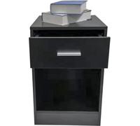 Table de chevet - meuble d'entrée avec tiroir et compartiment de rangement ouvert - 60 cm de haut - noir