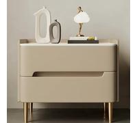 Table de chevet minimaliste en bois massif kaki avec dessus en ardoise, double rangement, table d'appoint polyvalente pour chambre à coucher, table basse moderne pour décoration contemporaine