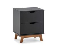 Table de Chevet Miranda 2 tiroirs Gris, MDF laqué en couler Gris Anthracite