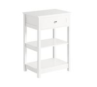 Table de Chevet Moderne avec Tiroir et Étagères, Blanche, L45xP30xH68cm