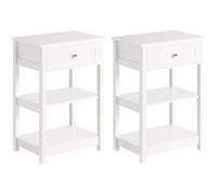 Table de chevet moderne - SOBUY - Lot de 2 - 1 tiroir - 2 étagères - Blanc - L45 x P30 x H68 cm - MDF haute qualité