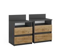 Table de chevet Monty, Lot de 2, Anthracite/Chêne de force doré, Vicco 40438